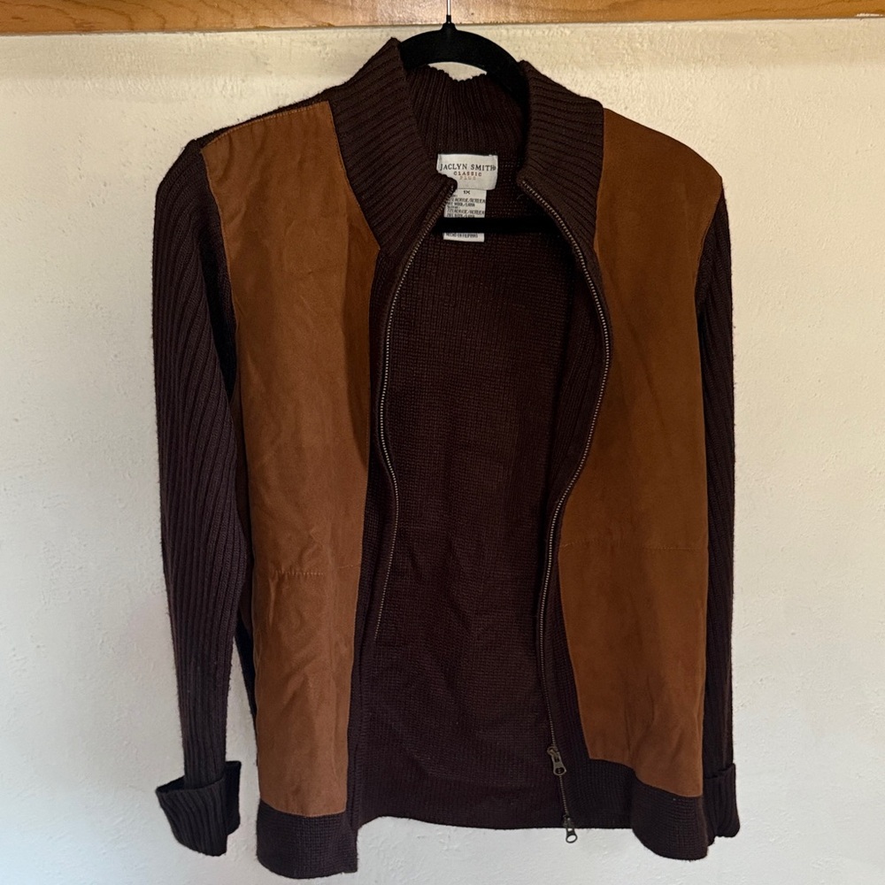 Vintage Sweater with Suede Panels